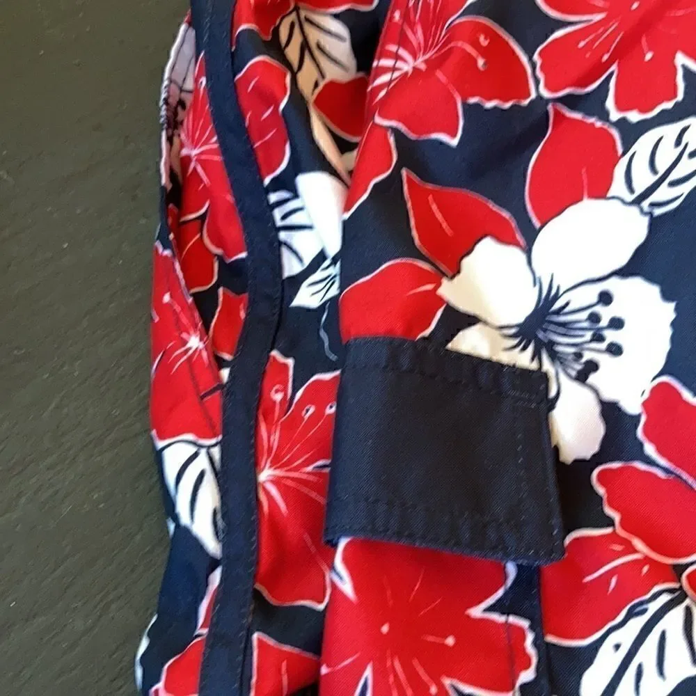 Land’s End men’s Floral better board Swim Shorts floral  blue red white tie L